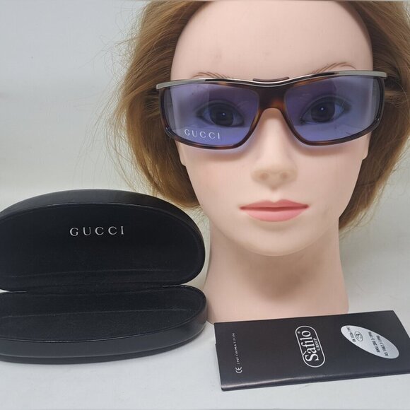 Gucci Accessories - NWT Gucci Women's Sunglasses Vintage Y2K Wrap Havana Blue GG1420/S 65-13-115
